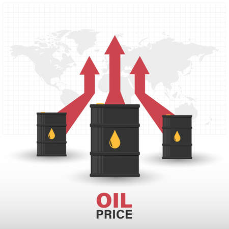 Oil infographic showing rising oil prices around the world. vector illustration.のイラスト素材