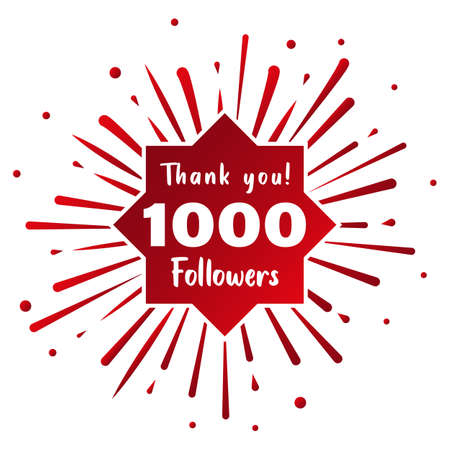 Thank you 1000 followers. Social media concept. 1k followers celebration template. vector designのイラスト素材