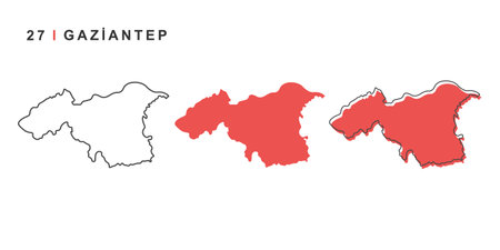 Turkey, Gaziantep city map. Simple vector illustration isolated on a white background.のイラスト素材