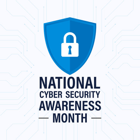National cyber Security awareness month. It is celebrated every year in October. Background, poster, card, banner vector illustrationのイラスト素材