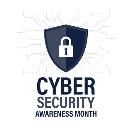 National cyber Security awareness month. It is celebrated every year in October. Background, poster, card, banner vector illustrationのイラスト素材