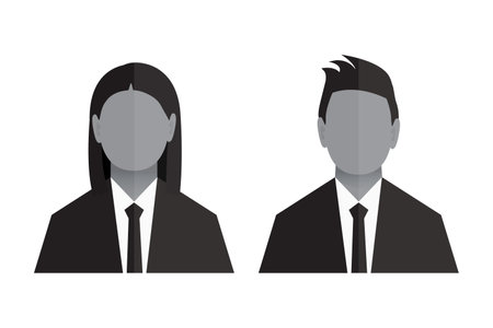 Business person man, woman icon. Suits women and men. Isolated vector illustration.のイラスト素材