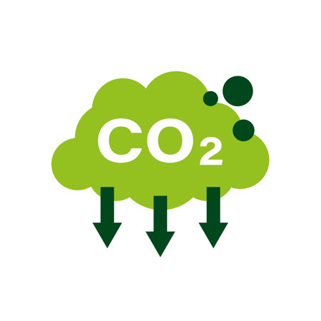 Carbon dioxide reduction. CO2 emissions. Gas reduction business concept. Isolated vector illustrationのイラスト素材