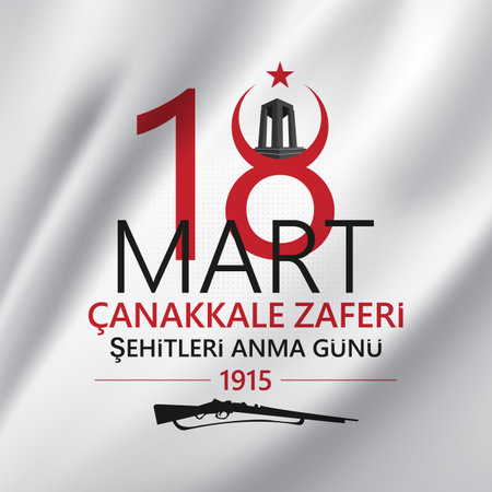 March 18 Canakkale victory card design. Anniversary of the Ãanakkale Victory. Turkish; Canakkale victory March 18, 1915. Vector illustrationのイラスト素材