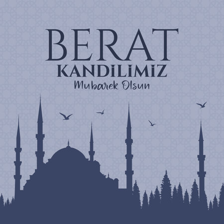 May our Berat Kandil be blessed. Translation: Islamic holy night. vector illustrationのイラスト素材