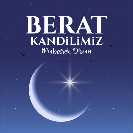 May our Berat Kandil be blessed. Translation: Islamic holy night. vector illustrationのイラスト素材