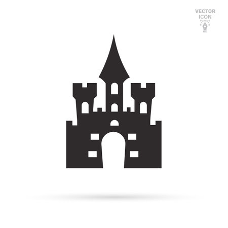 Castle Tower icon. Vector illustration of logo isolated on white backgroundのイラスト素材