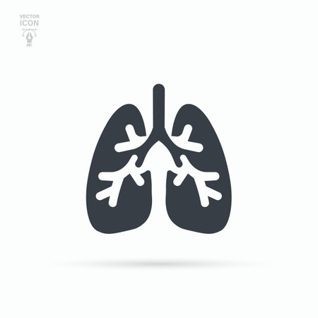 lung icon. Respiratory system healthy lung flat medical organ. Isolated vector illustration.のイラスト素材