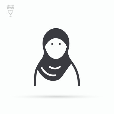 Muslim woman Hijab woman icon. Isolated vector illustration on white background.のイラスト素材