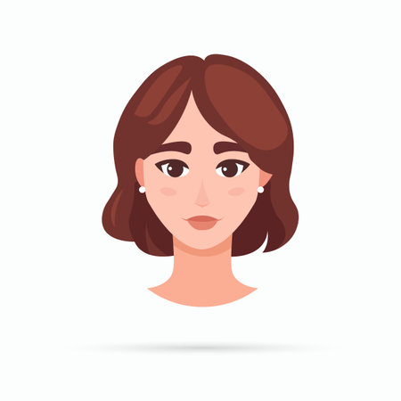 Young woman, head portrait. Beautiful girl face avatar. Beautiful attractive female character. Vector illustrationのイラスト素材