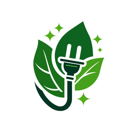 Eco green electric plug icon. Vector illustrationのイラスト素材