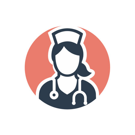 nurse icon Medical assistant with stethoscope and cap for healthcare. Vector illustrationのイラスト素材