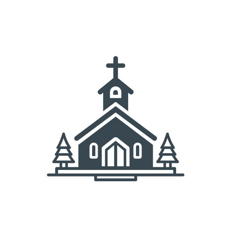 Christian church house classic icon symbol. Vector illustrationのイラスト素材