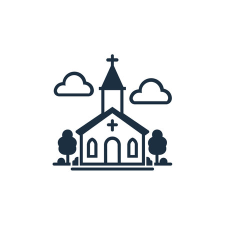 Christian church house classic icon symbol. Vector illustrationのイラスト素材