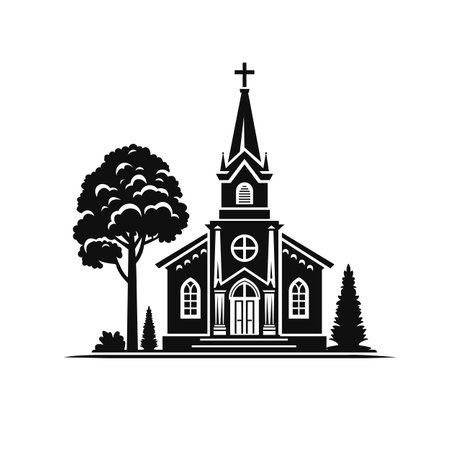 Christian church house classic icon symbol. Vector illustrationのイラスト素材