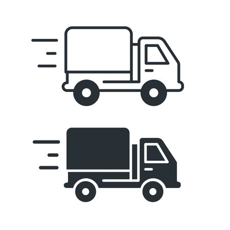 Delivery truck line and flat icon. Delivery service, e-commerce. isolated vector illustrationのイラスト素材