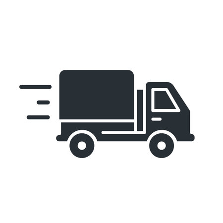 Delivery truck flat icon. Delivery service, e-commerce. isolated vector illustrationのイラスト素材