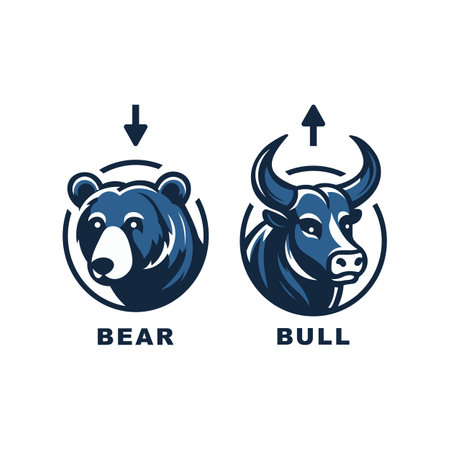 Simple bear and bull . Players on Exchange and traders on a stock market. Vector illustration.のイラスト素材