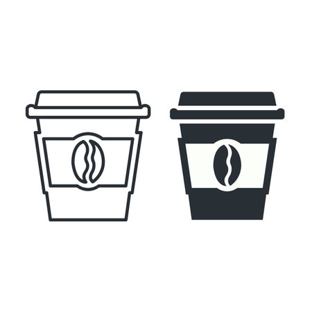 Paper Coffee cup, hot coffee line and flat icon.のイラスト素材