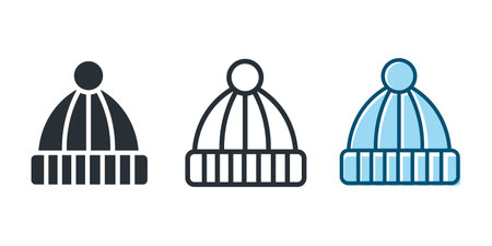 Winter hat icons. Beanie outline. isolated vector illustrationのイラスト素材