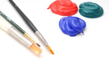 Paint brushes and paint for an artistic lifestyle with nobody