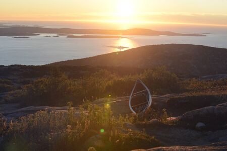 Morning kayak exploration on the ocean in maineの写真素材