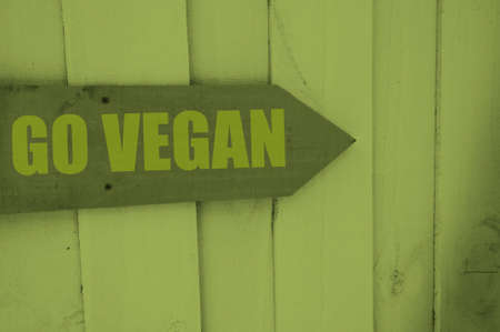 Go vegan sign on green wood for environmental concept