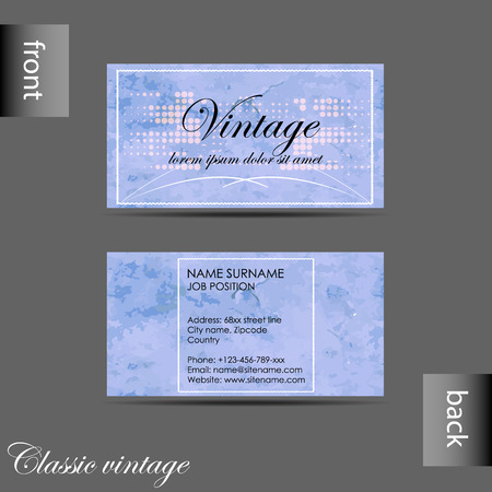 Vector old-style retro vintage business card with front and back side のイラスト素材