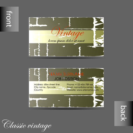 Vector old-style retro vintage business card with front and back side のイラスト素材