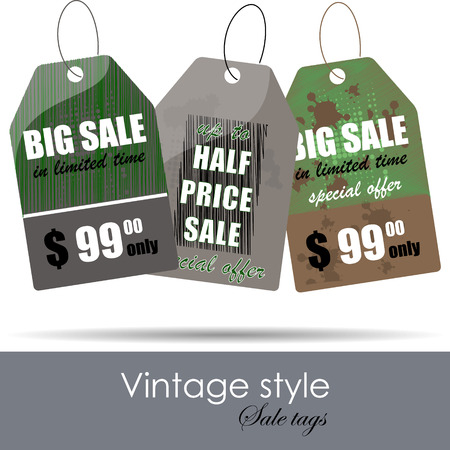 Sale or discount tags for your price list - vintageのイラスト素材