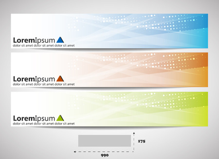 Web header with precise dimensions, set of vector banners のイラスト素材