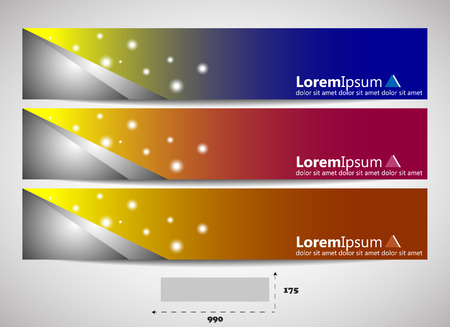 Web header with precise dimensions, set of vector banners のイラスト素材