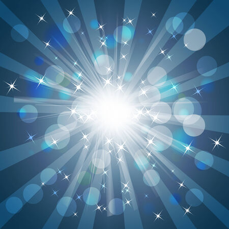 Blue abstract background with bubbles and lightのイラスト素材