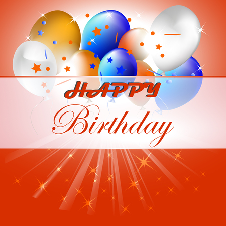Happy birthday vector illustration with balloons on the backgroundのイラスト素材