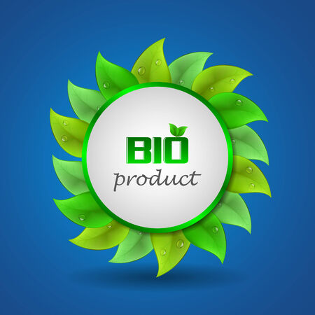 Ecological theme background with green leaves, bio productのイラスト素材