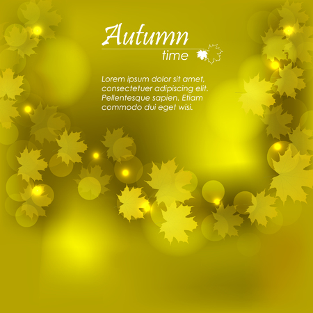 Autumn background, illustration with leaves and light effectのイラスト素材