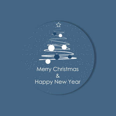 Christmas label with shadow and christmas tree, christmas decorationのイラスト素材