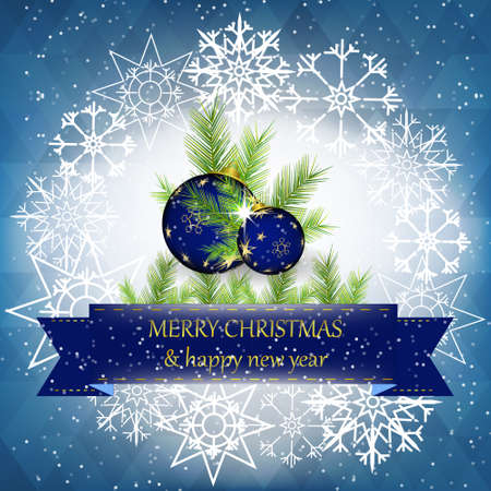 Christmas background with christmas decoration and ribbonのイラスト素材