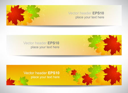 Web header or banner with colored leaves, autumn themeのイラスト素材