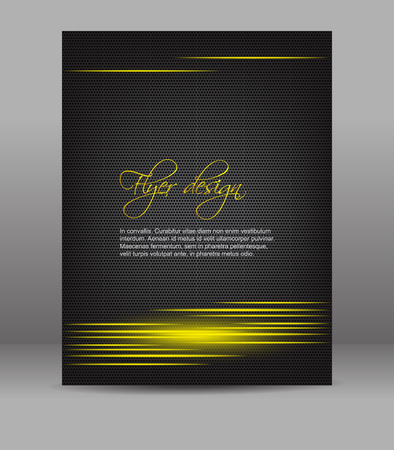 Flyer or cover design, dark background with yellow patternのイラスト素材