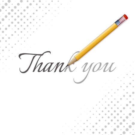 Thank you word and pencil with usa flag, vector illustration