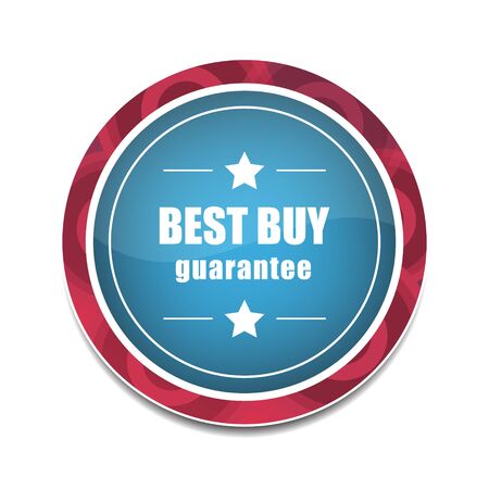 Best buy round vector icon in blue and red colorのイラスト素材