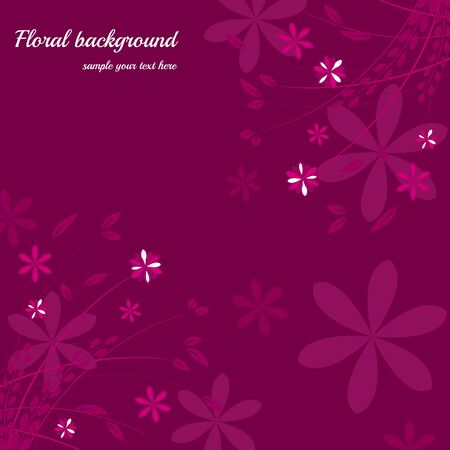 Floral background with leaves, stems and flowersのイラスト素材