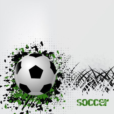 Soccer ball with grunge effect and grass, vector illustrationのイラスト素材