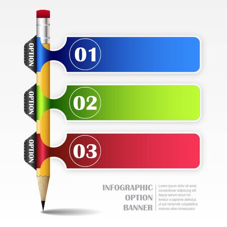 Infographic vector template with paper frames and pencilのイラスト素材