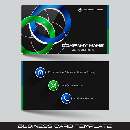 Business card template or visiting card set. Vector illustration with front and back side.のイラスト素材