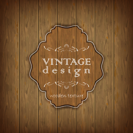 Wooden texture vintage card design vector illustration with the label in the middleのイラスト素材
