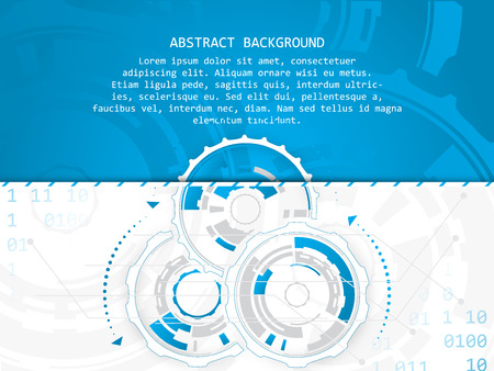 Technology vector abstract illustration with circuit board and gear wheels on a white background. Design for your creative editing and place for text.のイラスト素材