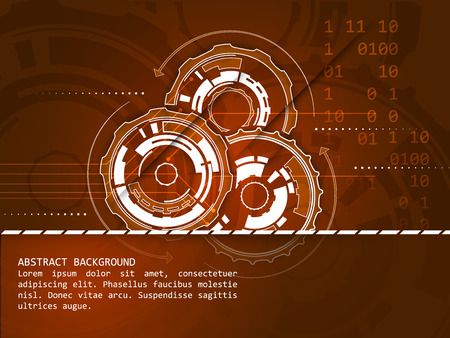 Abstract technology vector background with gear wheels, shadow, number scheme and circuit board. Design with space for your text.のイラスト素材