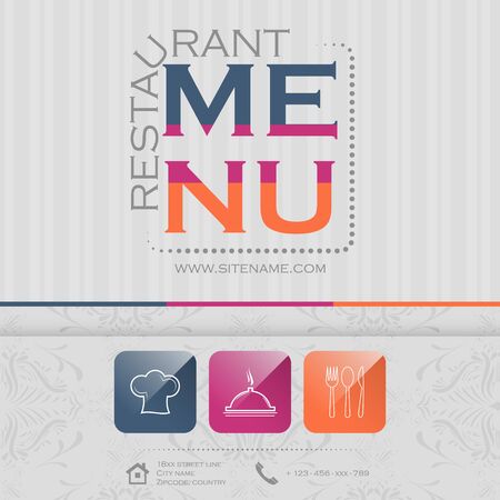 Elegant restaurant menu design, vector illustration with colorful iconsのイラスト素材
